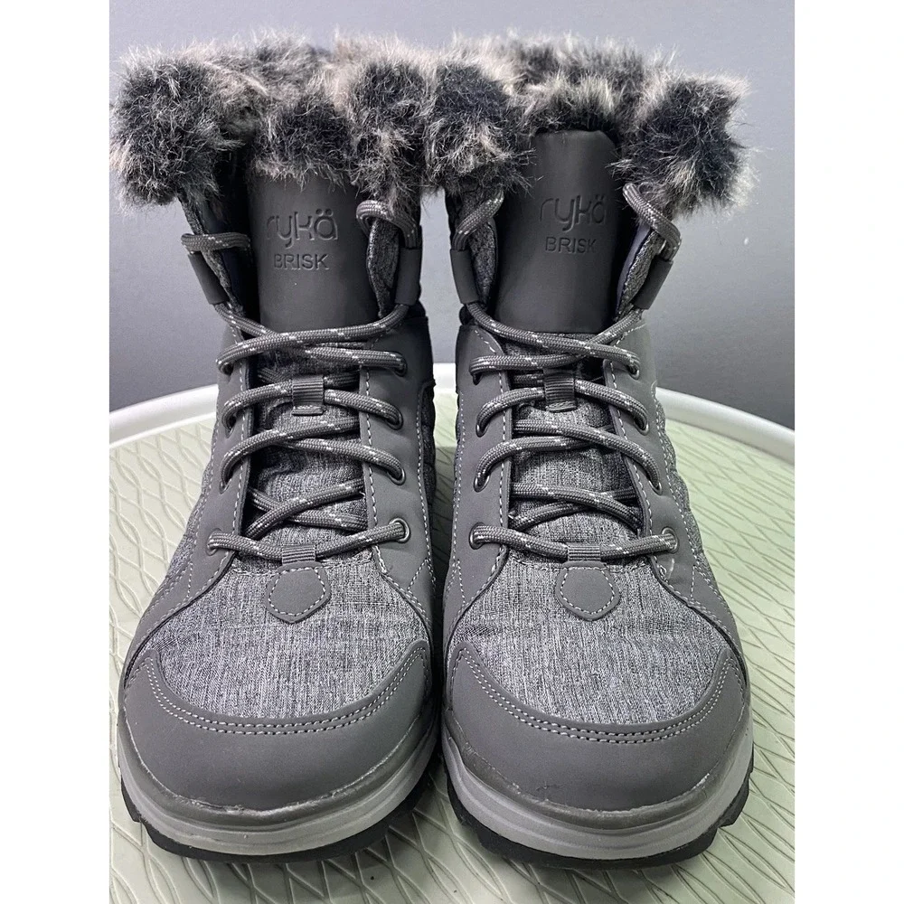Ryka Brisk Womens Water Repellent,Quilted Winter Ankle Boots Gray Sz. 7.5‎ M EUC